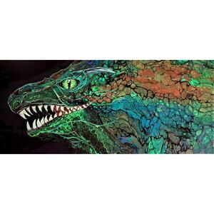 Art Print from my Original Work 9" x 18" "Dragon Charging" Acid Free Paper